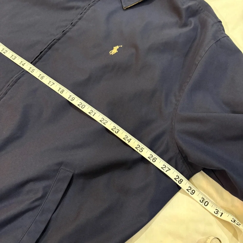 Polo Ralph Lauren Mens XXL Navy Blue Harrington Jacket Plaid Lined Windbreaker